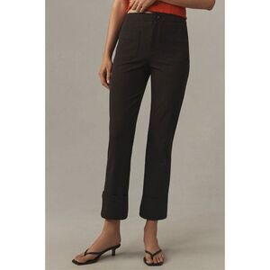 Anthropologie Maeve Bombshell Cuff Capri Pants Black Womens 24 Lightweight NWT